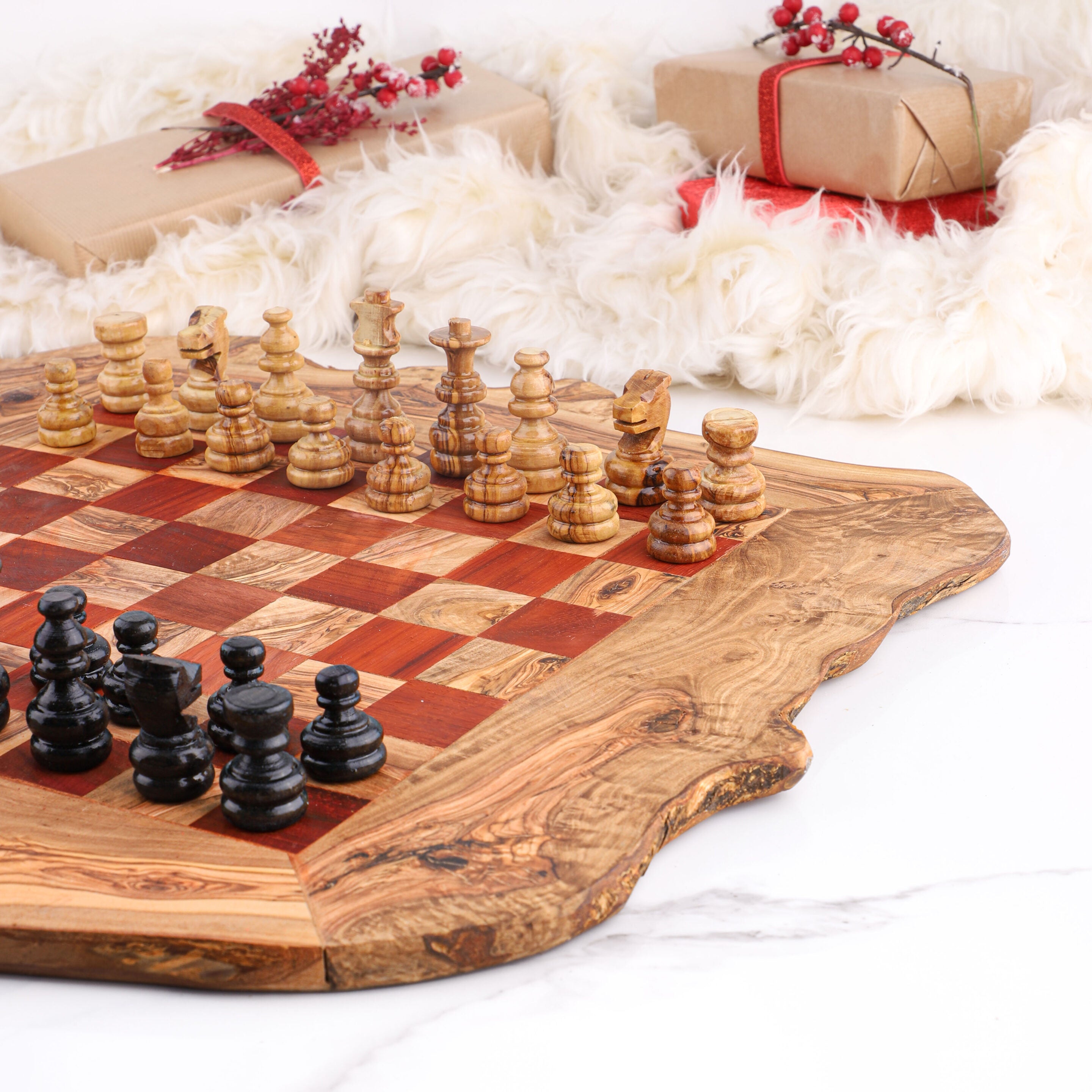 Olive Wood Chess Board - Artisraw Tunisie